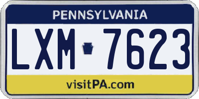 PA license plate LXM7623
