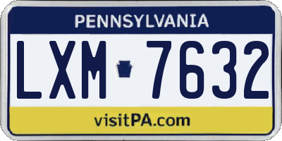 PA license plate LXM7632