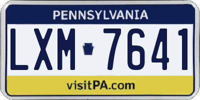 PA license plate LXM7641
