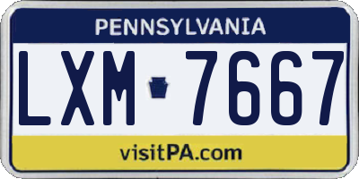 PA license plate LXM7667