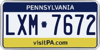 PA license plate LXM7672