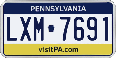PA license plate LXM7691