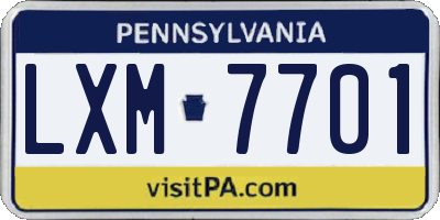 PA license plate LXM7701
