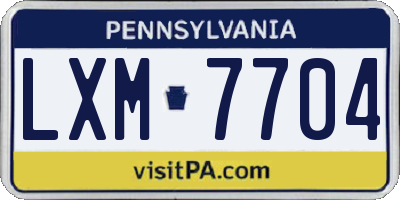 PA license plate LXM7704