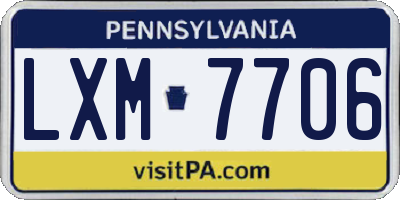 PA license plate LXM7706