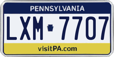 PA license plate LXM7707