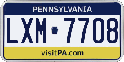 PA license plate LXM7708