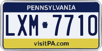 PA license plate LXM7710