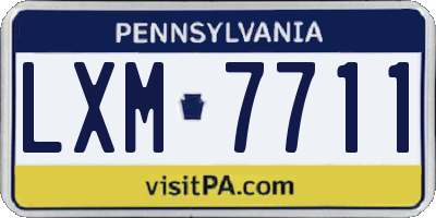 PA license plate LXM7711