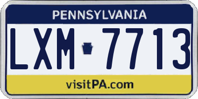 PA license plate LXM7713