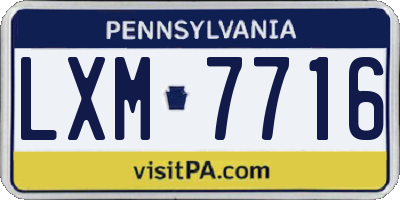 PA license plate LXM7716