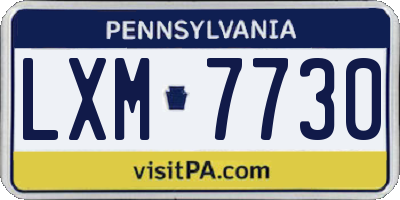 PA license plate LXM7730