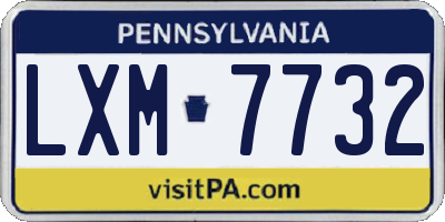 PA license plate LXM7732