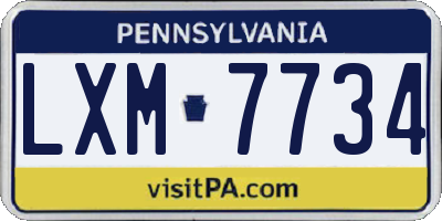 PA license plate LXM7734