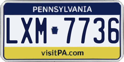 PA license plate LXM7736