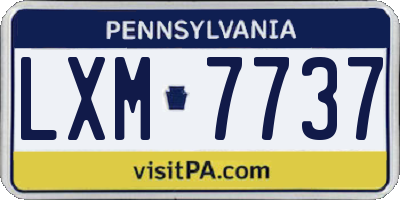 PA license plate LXM7737