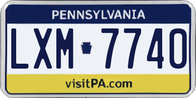 PA license plate LXM7740