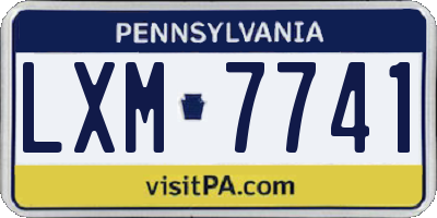 PA license plate LXM7741