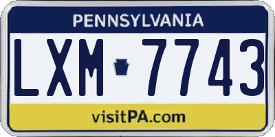 PA license plate LXM7743