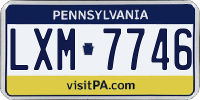 PA license plate LXM7746