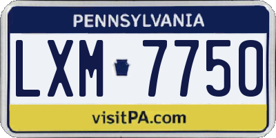 PA license plate LXM7750