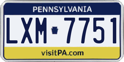 PA license plate LXM7751