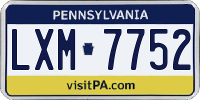 PA license plate LXM7752