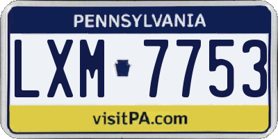 PA license plate LXM7753
