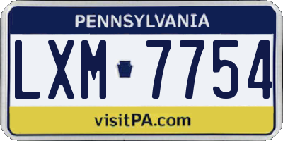 PA license plate LXM7754