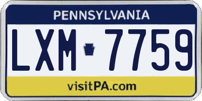 PA license plate LXM7759