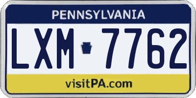 PA license plate LXM7762