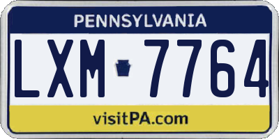 PA license plate LXM7764