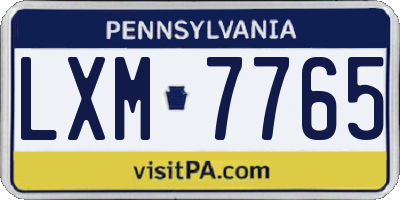 PA license plate LXM7765