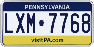 PA license plate LXM7768