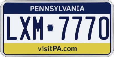 PA license plate LXM7770