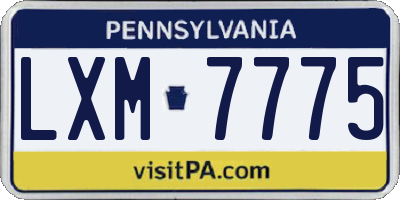 PA license plate LXM7775