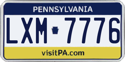PA license plate LXM7776