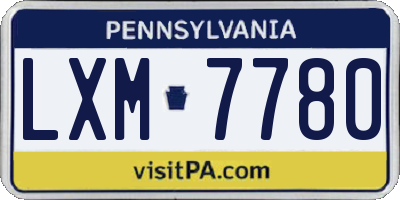 PA license plate LXM7780
