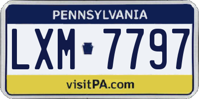 PA license plate LXM7797