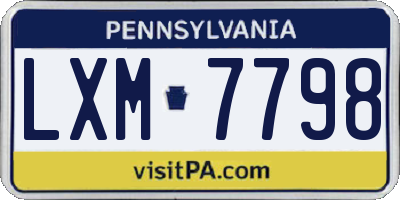 PA license plate LXM7798