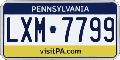 PA license plate LXM7799