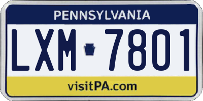PA license plate LXM7801