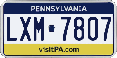 PA license plate LXM7807