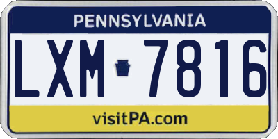 PA license plate LXM7816