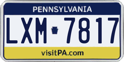 PA license plate LXM7817