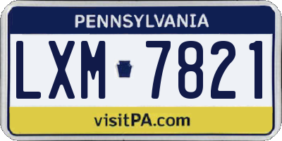 PA license plate LXM7821