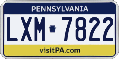 PA license plate LXM7822