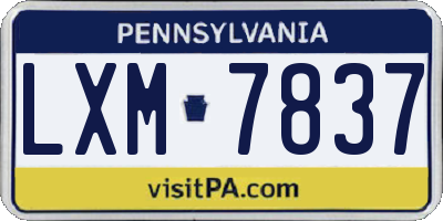 PA license plate LXM7837