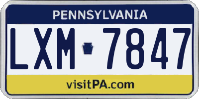 PA license plate LXM7847