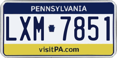 PA license plate LXM7851